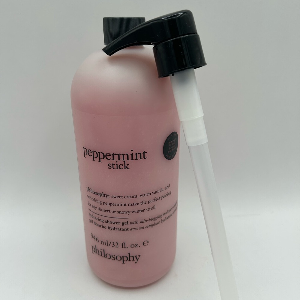 Philosophy Peppermint Stick Shampoo Shower Gel Bubble Bath 32 Oz with Pump